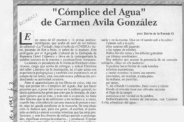 "Cómplice del agua" de Carmen Avila González  [artículo] Darío de la Fuente D.