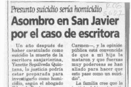 Asombro en San Javier por el caso de escritora  [artículo].