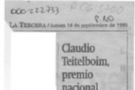 Claudio Teitelboim, Premio Nacional de Ciencias '95  [artículo].
