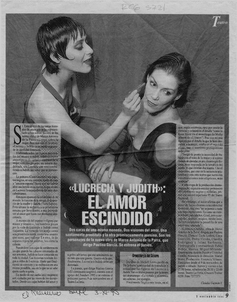 "Lucrecia y Judith", el amor escindido  [artículo] Claudia Guzmán V.
