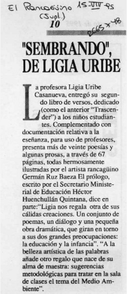 "Sembrando", de Ligia Uribe  [artículo].
