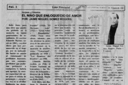 El Niño que enloqueció de amor  [artículo] Jaime Miguel Gómez Rogers.