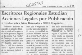 Escritores regionales estudian acciones legales por publicación  [artículo].
