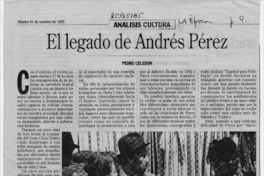 El legado de Andrés Pérez  [artículo] Pedro Celedón.