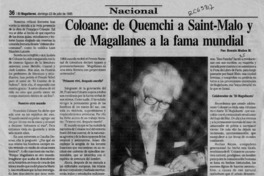 Coloane, de Quemchi a Saint-Malo y de Magallanes a la fama mundial  [artículo] Ronnie Muñoz Martineaux.