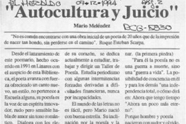 "Autocultura y juicio"  [artículo].