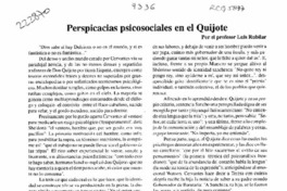 Perspicacias psicosociales en el Quijote  [artículo] Luis Rubilar.