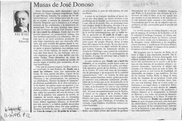 Musas de José Donoso  [artículo] Jorge Edwards.