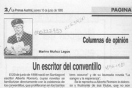 Un escritor del conventillo  [artículo] Marino Muñoz Lagos.