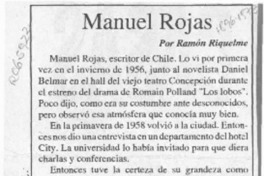 Manuel Rojas  [artículo] Ramón Riquelme.
