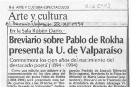 Breviario sobre Pablo de Rokha presenta la U. de Valparaíso  [artículo].