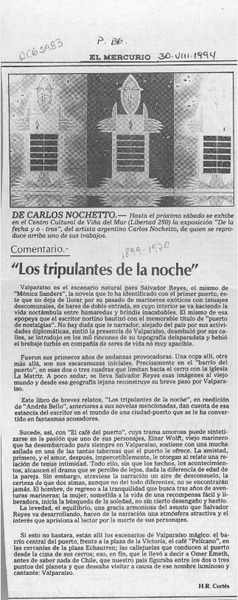 "Los tripulantes de la noche"  [artículo] H. R. Cortés.