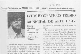 Datos biográficos Premio Municipal de Arte 1994  [artículo].