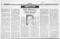Walt Whitman y Pablo Neruda  [artículo] Jaime Miguel Gómez Rogers.