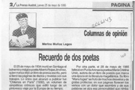 Recuerdo de dos poetas  [artículo] Marino Muñoz Lagos.