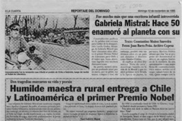 Gabriela Mistral, hace 50 años enamoró al planeta con su poesía  [artículo] Constantino Muñoz Saavedra.