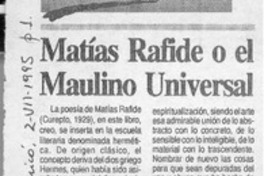 Matías Rafide o el maulino universal  [artículo] Bernardo González Koppmann.