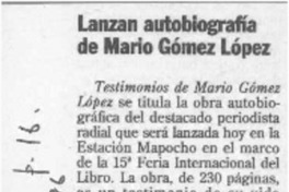 Lanzan autobiografía de Mario Gómez López  [artículo].