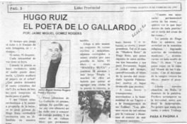 Hugo Ruiz, el poeta de Lo Gallardo  [artículo] Jaime Miguel Gómez Rogers.