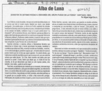Alba de luna  [artículo] Miguel Angel Díaz A.