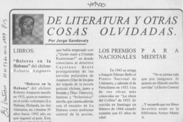 De literatura y otras cosas olvidadas  [artículo] Jorge Sandoval