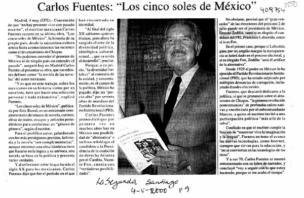 Carlos Fuentes, "Los cinco soles de México"  [artículo]