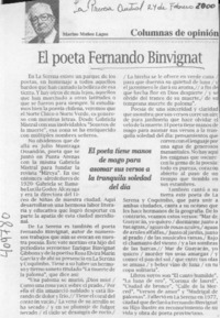 El poeta Fernando Binvignat  [artículo] Marino Muñoz Lagos