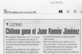 Chilena gana el Juan Ramón Jiménez  [artículo]