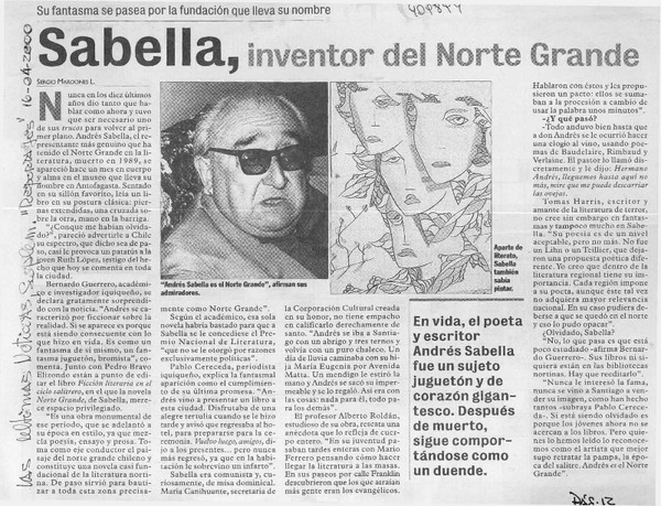 Sabella, inventor del norte grande