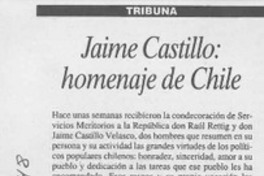 Jaime Castillo, homenaje de Chile  [artículo] Federico Cavada