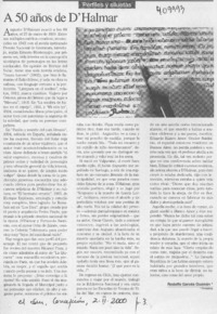 A 50 años de D'Halmar  [artículo] Rodolfo Garcés Guzmán