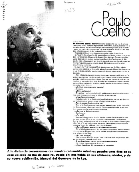 Paulo Coelho, "Mis libros son códigos como Los Beatles"  [artículo] Loreto Novoa