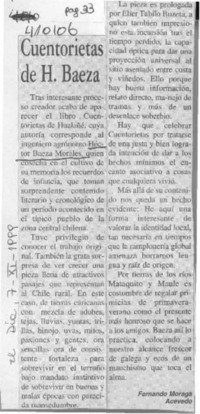 Cuentorietas de H. Baeza  [artículo] Fernando Acevedo Moraga