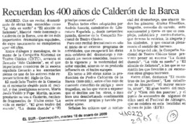 Recuerdan los 400 años de Calderón de la Barca  [artículo]
