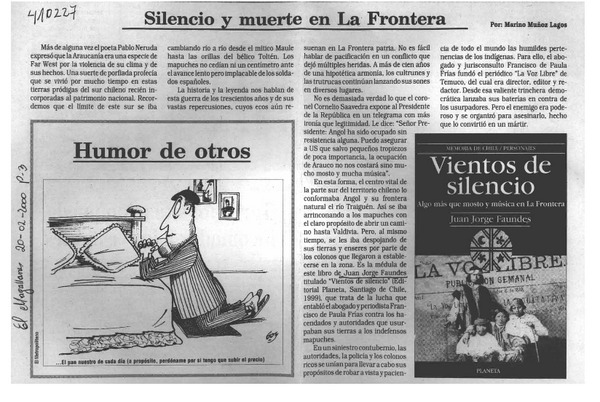 Silencio y muerte en la frontera  [artículo] Marino Muñoz Lagos