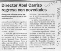 Director Abel Carrizo regresa con novedades  [artículo] Sebastián Urzúa