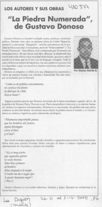 "La piedra numerada", de Gustavo Donoso  [artículo] Matías Rafide B.