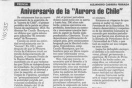 Aniversario de la "Aurora de Chile"  [artículo] Alejandro Cabrera Ferrada