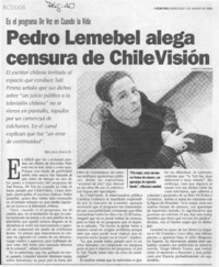 Pedro Lemebel alega censura de Chilevisión  [artículo] Melanie Jösch K.