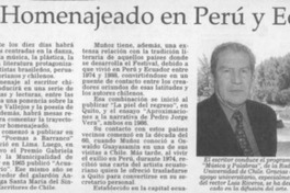 Chileno homenajeado en Perú y Ecuador  [artículo]