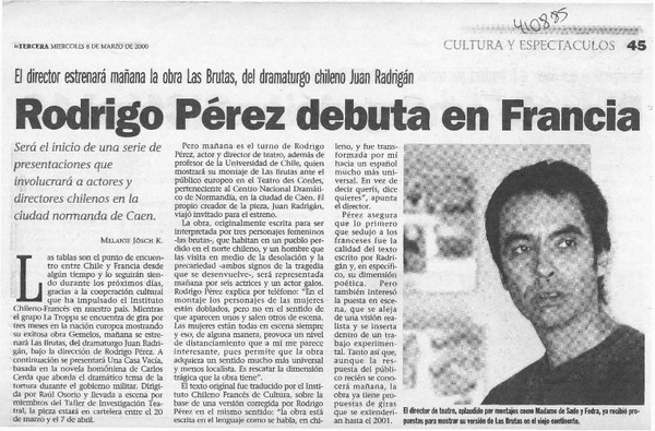 Rodrigo Pérez debuta en Francia  [artículo] Melanie Jösch K.