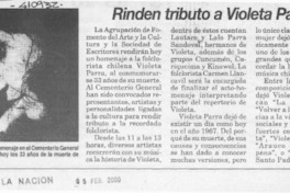Rinden tributo a Violeta Parra  [artículo]