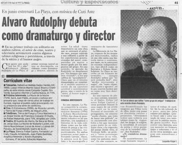 Alvaro Rudolphy debuta como dramaturgo y director