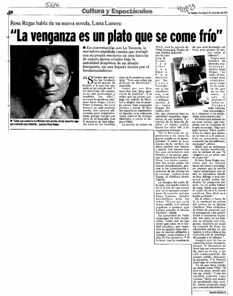 "La venganza es un plato que se come frío"  [artículo] Andrés Gómez B.