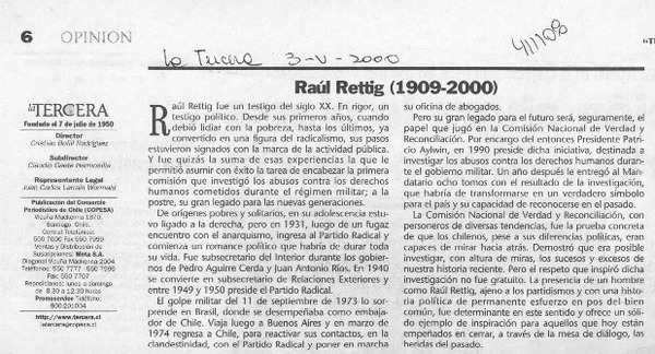 Raúl Rettig (1909-2000)  [artículo]