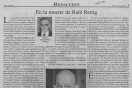 En la muerte de Raúl Rettig