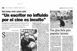 "Un escritor no influido por el cine es inculto"  [artículo] Andrés Gómez B.