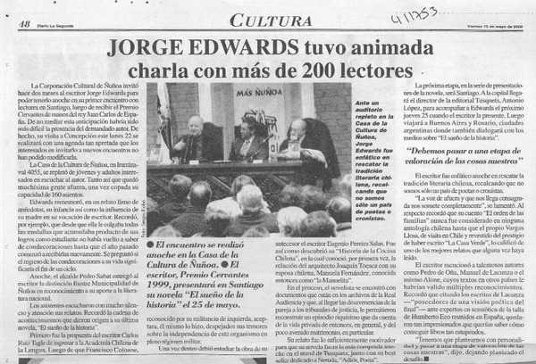 Jorge Edwards tuvo animada charla con más de 200 lectores  [artículo]