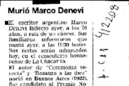 Murió Marco Denevi  [artículo]