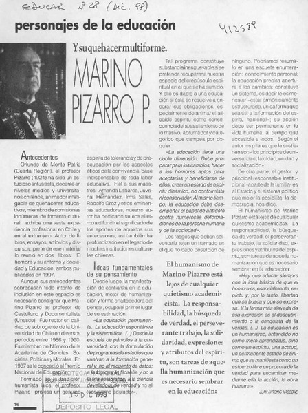 Marino Pizarro P.  [artículo] Juan Antonio Massone
